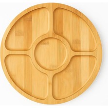 Bambu 5 Bölmeli Kahvaltı ve Çerez Sunum Tabağı, 28 cm Kahvaltı ve Çerez Tabağı 5 Bölmeli Doğal Bambu, Bambu Sunum Tabağı,velor Home.