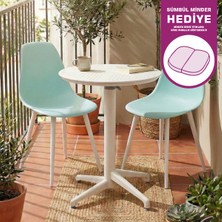 Vilinze Tilia Plastik Bahçe Balkon Bistro Seti Katlanır Masa 60*60 cm
