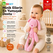 Bbsky Özel Tasarım Asimetrik Kulaklı Tavşan - Bebek Ilk Uyku Arkadaşı 0+ Ay, Bpa Içermez Premium Peluş Oyuncak (Pembe ve Beyaz Renk Seçeneği)