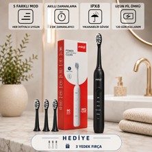 Mioji Oral B1 Şarj Edilebilir IPX8 5 Modlu Diş Fırçası Siyah + (3 Yedek Başlık Hediye)