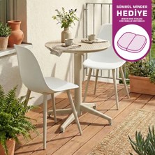 Vilinze Tilia Plastik Bahçe Balkon Bistro Seti Katlanır Masa 60*60 cm