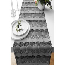Geometrik Bal Peteği Payet Desen Leke Tutmaz Kumaş Salon Mutfak Masa Değişik Ranır Modelleri Runner, Gri-Gümüş-Antrasit 43 x 43