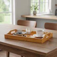 Bambu Dikdörtgen Sunum Tepsi 33X22X5 Cm, Sofra Tepsisi, Çay Tesisi, Bambu Daire Tepsi,