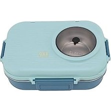 1100ML Lunchbox Tek Katlı Çelik Sefer Tası Kaseli Yemek Kutusu (Turkuaz)
