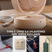 Airx USB Masaüstü Fan - 7 Inç Sessiz Mini Vantilatör, 90 Derece Ayarlanabilir Açılı 3 Kademeli Güçlü Hava Sirkülasyonlu Kablolu Masa Fanı (Krem)