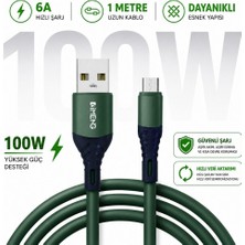 İmeng 6A 100W UsbA to Micro Data ve Hızlı Şarj Kablosu ML60 Yeşil