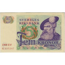 Banknoting Isveç 5 Kron 1968 Çilaltı+