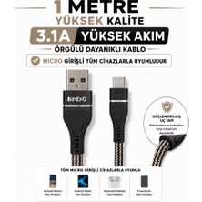 Imeng 3.1A Usba To Micro Örgülü Data ve Hızlı Şarj Kablosu ML108 Siyah