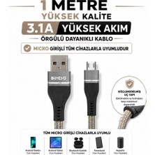 Imeng 3.1A Usba To Micro Örgülü Data ve Şarj Hızlı Kablosu ML108 Gri