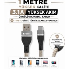 Imeng 3.1A Usba To Type-C Örgülü Data ve Hızlı Şarj Kablosu ML108 Gri