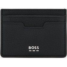 Boss Erkek Metalik Logo Kabartmalı Hakiki Deri Siyah Kartlık 50563650-001