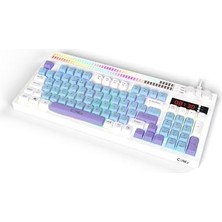 K1 Fonksiyonel Çift LCD Ekran & Çift Rgb - Ses Kontrolcülü Membran 94 Tuşlu Rgb Modlu Gaming Klavye