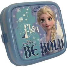 Frozen Beslenme Kutusu Mavi 4 Bölmeli Kız Figürlü 1 Adet Elsa Yemek Saklama Kabı Mavi Beslenme Çantası