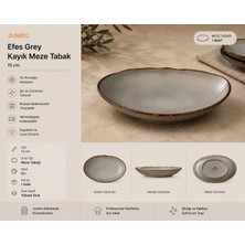 Jumbo Efes Grey Kayık Meze Tabak 15 cm | Gri Porselen Oval Sunum Tabağı