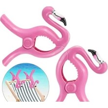 Pembe Flamingo Plaj Havlusu Mandalı, 2'li Set, Güçlü Tutuşlu, Taşınabilir Klips