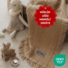 Zeypba 4 Katlı Müslin Bebek Battaniyesi 110x110 cm %100 Pamuk Latte