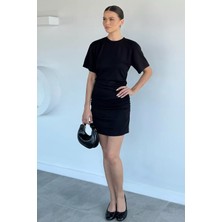 Gülseli Yan Büzgülü Kadın Elbise P-00022210