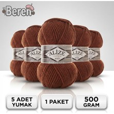 Alize Süperlana Maxi - 597 Tarçın - 5'li Paket - 100GR/100M - El Örgü Ipi - Atkı Hırka Yelek Kazak Şal Ipi