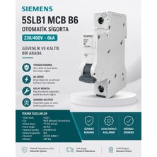 Siemens 5slb1 B6 6ka 1 Kutuplu Otomatik Sigorta