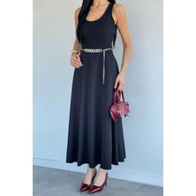 Gülseli Bel Zincir Kemerli Elbise P-00022203
