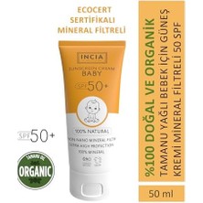 %100 Doğal Bebek Güneş Kremi Leke Karşıtı Mineral Filtreli Yüksek Koruma SPF50 Uva Uvb 50 ml