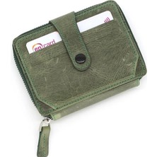 Meegora %100 Hakiki Deri Haki/yeşil Cüzdan/kartlık Kadın/erkek Unisex Model