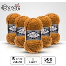 Alize Süperlana Maxi - 02 Safran - 5'li Paket - 100GR/100M - El Örgü Ipi - Atkı Hırka Yelek Kazak Şal Ipi
