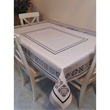 Başak Ev Tekstili Siyah Gül Desenli Dora Pano Kaymaz Özel Tabanlı Pvc Muşamba - Desenli Silinebilir 100 x 140 Hazır Masa Örtüsü