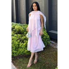 Gülseli Perry Kadın Omuz Şal Detaylı Kat Kat Elbise P-00022165