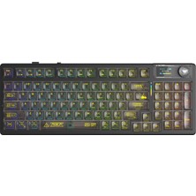 Aula F98 Pro V3 OLED Ekranlı Crystal Switch Makrolu Kablosuz Rgb Hot-Swap Gasket Pre-Lubed Switch Mekanik Klavye Şeffaf Siyah