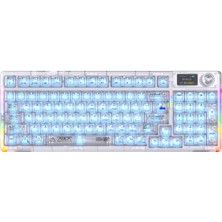 Aula F98 Pro V3 OLED Ekranlı Crystal Switch Makrolu Kablosuz Rgb Hot-Swap Gasket Pre-Lubed Switch Mekanik Klavye Şeffaf