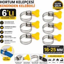 Neler Geldi Neler Hortum Kelepçesi 6'lı (Plastik Kelebek Bağlantılı) Paslanmaz Çelik Metal Hortum Kelepçesi 16-25 mm Ayarlanabilir El Sıkmalı