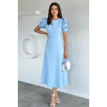 Gülseli Kadın Eteği Volanlı Balon Kol Elbise P-00022049