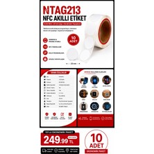 NTAG213 Nfc Kodlanabilir Kilitsiz Yapışkanlı 25MM Akıllı Etiket-10 Adet