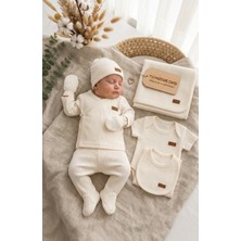 % 100 Pamuk Fitilli  Unisex 7 Parça Bebek Hastane Çıkışı Seti
