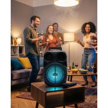 Esranın Dünyası Bluetooth Taşınabilir Karaoke Hoparlör 6.5 Inç Mikrofonlu Rgb Işıklı USB Tf Kart Destekli