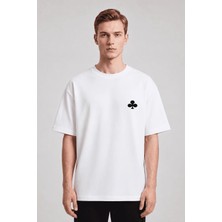 Black Nova Oversize Baskılı Unisex %100 Pamuk T-Shirt Club King Beyaz