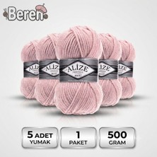 Alize Süperlana Maxi - 161 Pudra - 5'li Paket - 100GR/100M - El Örgü Ipi - Atkı Hırka Yelek Kazak Şal Ipi