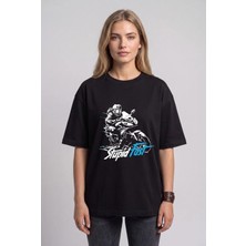 Black Nova Oversize Baskılı Unisex %100 Pamuk T-Shirt Stupid Fast Siyah