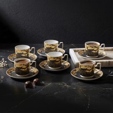 Aryıldız Peony 12 Parça 6 Kişilik Kahve Fincan Takımı Siyah 120 ml