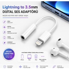 Concord Lightning To 3.5mm Kulaklık Adaptörü Dijital Ses Dönüştürücü Aux Çevirici Müzik Destekli