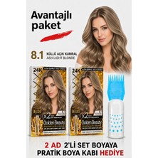 Maxx Deluxe Golden Beauty Set Saç Boyası 8.1 Küllü Açık Kumral 2 Adet + Fırça
