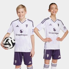Adidas Manchester United 25/26 Deplasman Çocuk Beyaz Futbol Forma.-