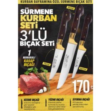 Cumhur Çelik Sürmene Cumhur 3lü Kurban Bıçağı Seti (El Yapımı) 61020+011+08