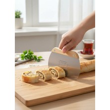 Russet Paslanmaz Çelik Hamur Kesici, Kazıyıcı ve Porsiyonlayıcı , Ölçülü 16 cm Bambu Saplı Spatula