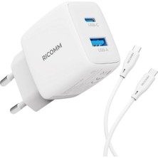 25W Gan Usb-C + Usb-A Şarj Aleti Pps Pd, Ipad,, Uyumlu Hızlı Şarj Cihazı + 2 Metre Type-C 60W Şarj Kablosu
