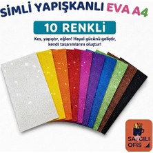 Bafix Saygılıofis A4 Simli Yapışkanlı Eva  20X30 cm 10’lu Karışık Renk 20*30 Anaokulu Etkinlik