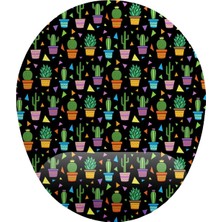 Vavis Kaktüs Desenli Siyah Zemin Bilek Destekli Mouse Pad