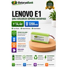 Bataryabank Lenovo E1 Uyumlu 14.4V 3200MAH Li-Ion Şarj Edilebilir Robot Süpürge Bataryası