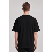 Black Nova Oversize Baskılı Unisex %100 Pamuk T-Shirt Racer Siyah